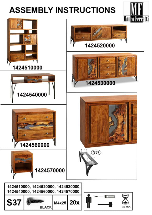 Mauro Ferretti Console Mustang 130 x 40 x 80 cm (legno di Acacia Nilotica)