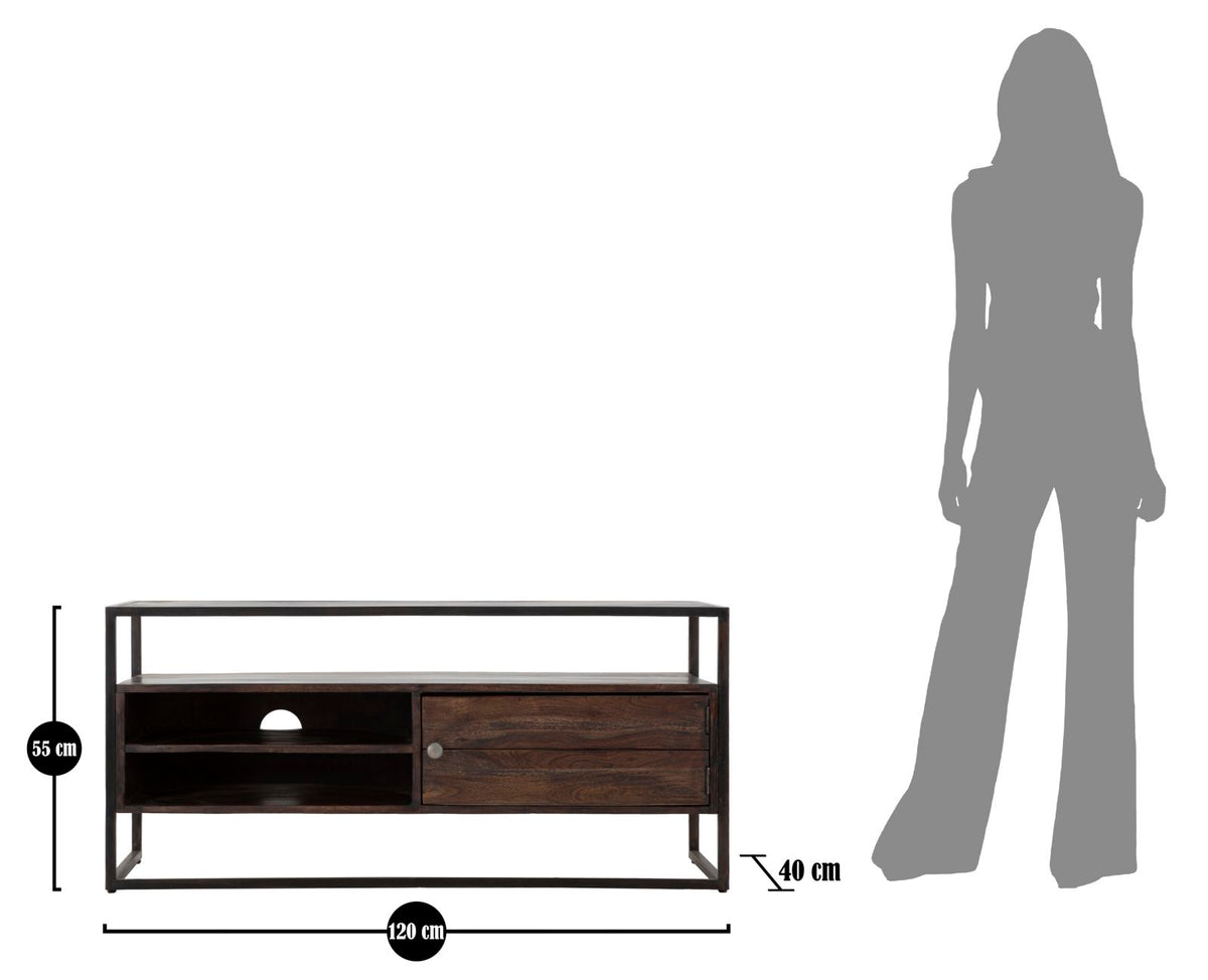 Mauro Ferretti Porta TV Burn 120 x 40 x 55 cm (legno di Acacia Nilotica)