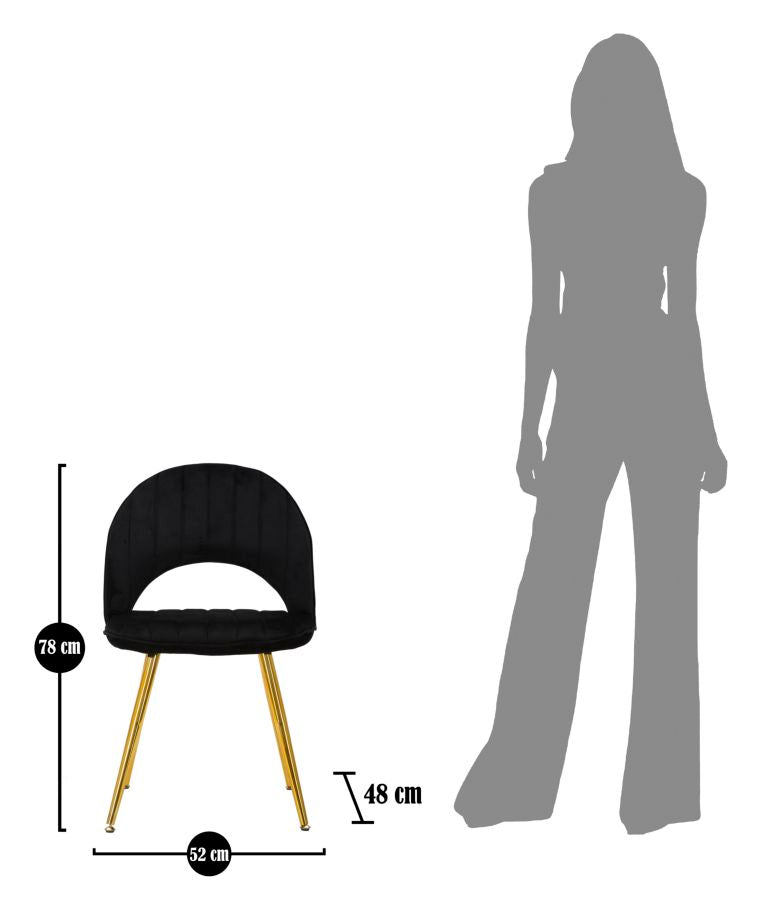 Mauro Ferretti Sedia Flex Nera 52 x 48 x 78 Set 2 pz cm