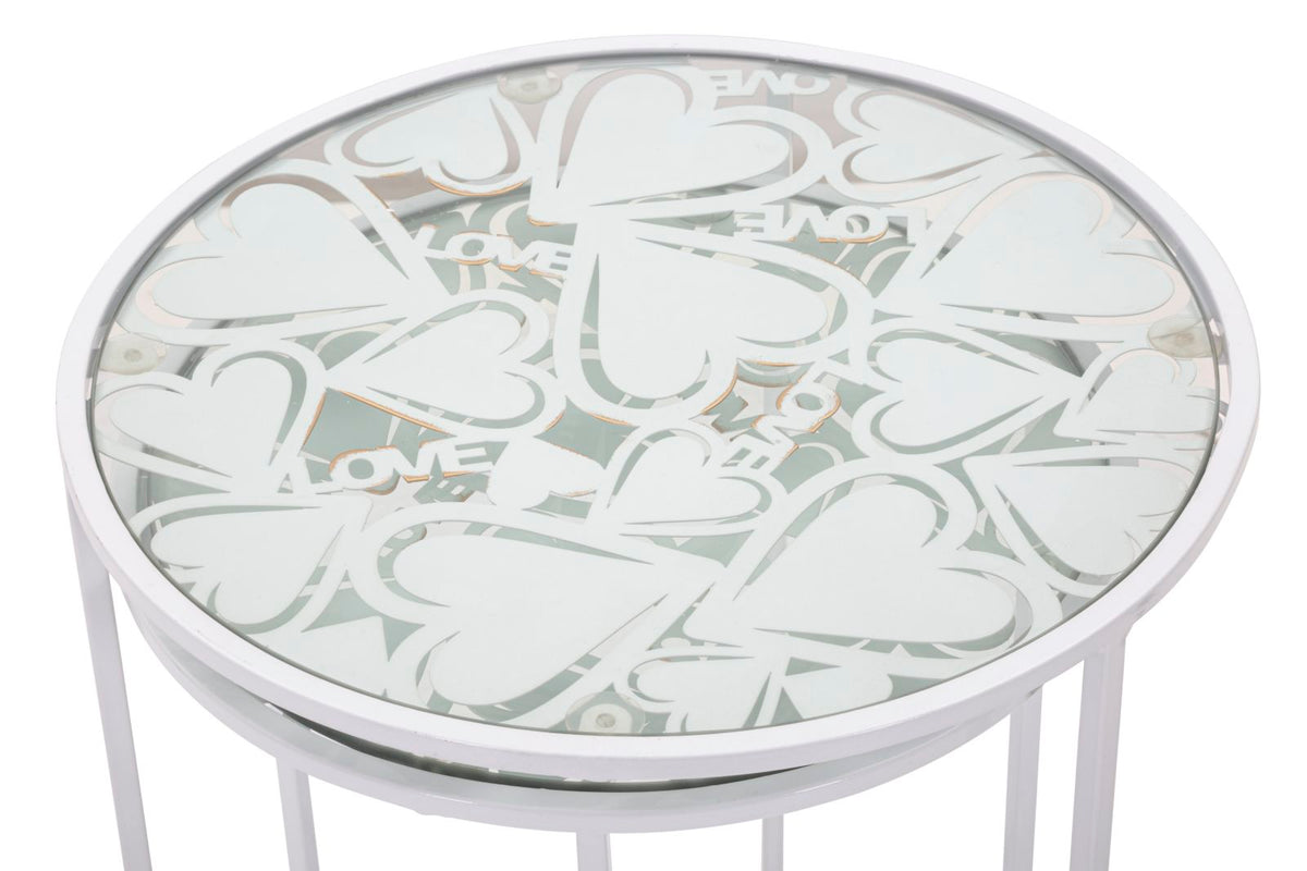 Mauro Ferretti Tavolinetti White Harts Coppia Ø 43 x 60-38 x 55 cm