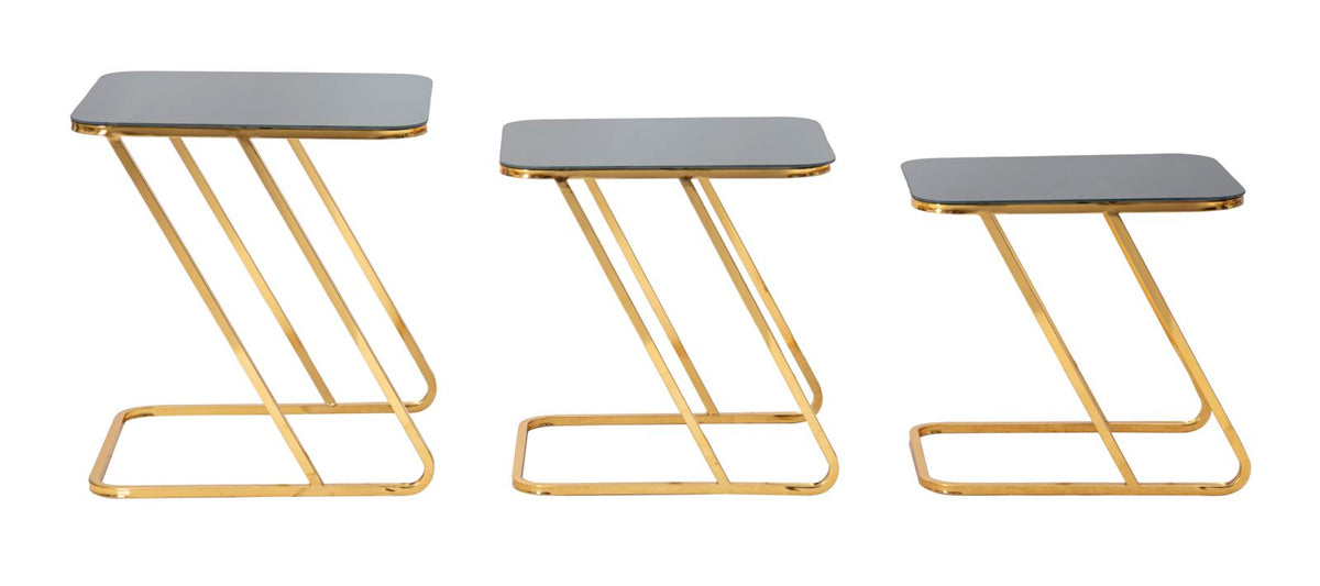 Mauro Ferretti Tavolinetti Simple Set 3 pz 44 x 50,5 x 55,5-39 x 49 x 51-34 x 47 x 45 cm