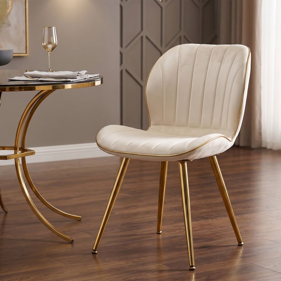 Mauro Ferretti Sedia Paris Space Crema /gold Set 2 pz 46 x 58 x 77 cm