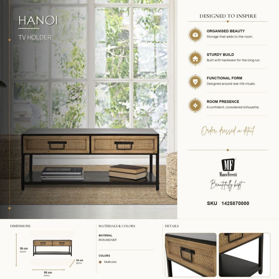 Mauro Ferretti Porta TV Hanoi 95 x 38 x 38 cm
