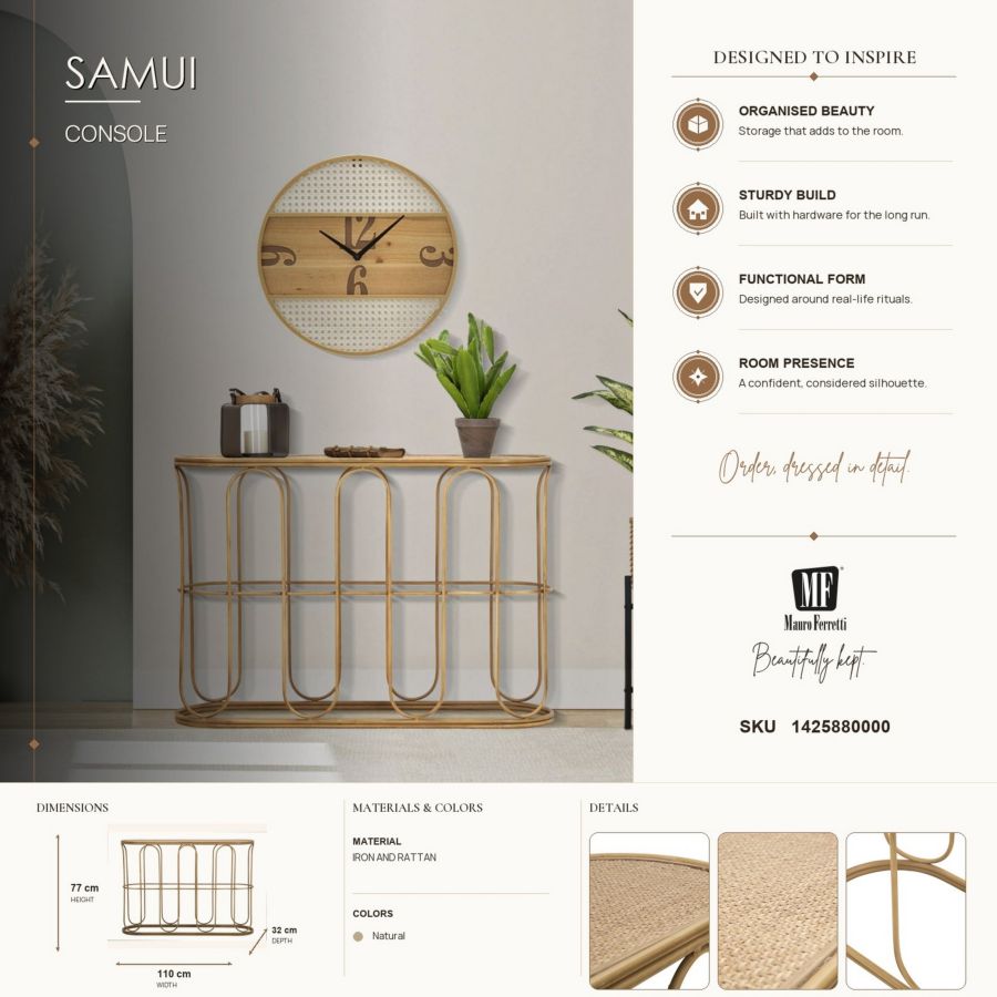 Mauro Ferretti Console Samui 110 x 32 x 77 cm