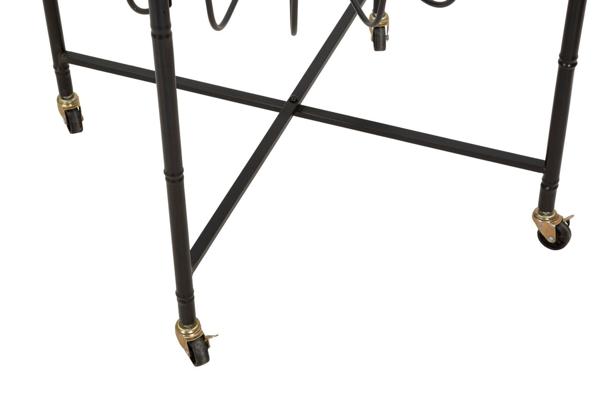 Mauro Ferretti Tavolinetto Cebu con Vetro e Ruote 70,5 x 65 x 57 cm