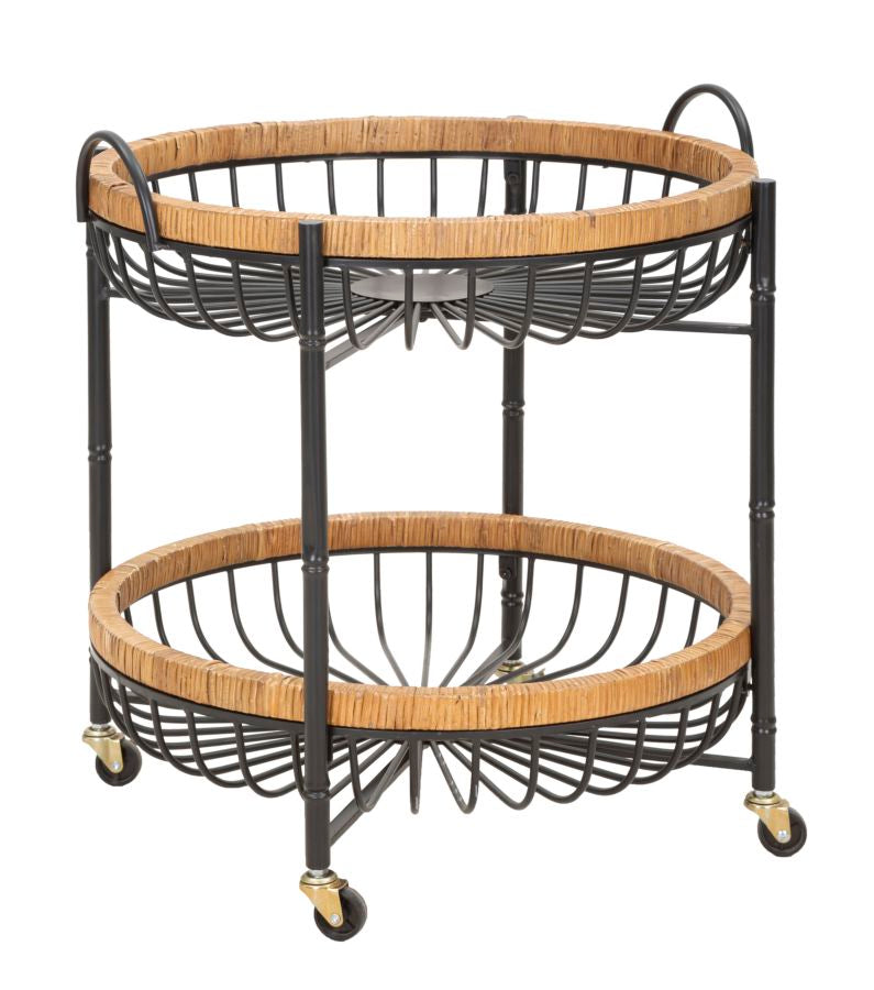 Mauro Ferretti Carrello con Doppio Cestino Cebu con Ruote 57 x 55,5 x 62,5 cm