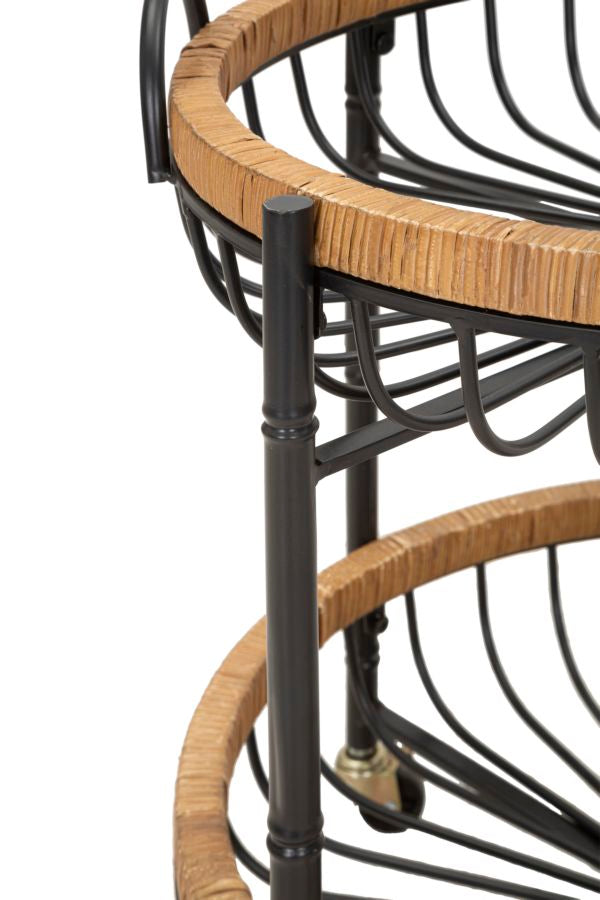 Mauro Ferretti Carrello con Doppio Cestino Cebu con Ruote 57 x 55,5 x 62,5 cm