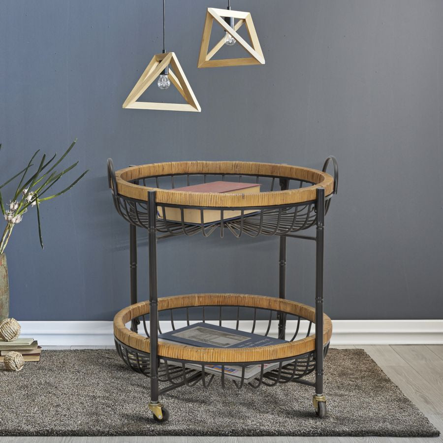 Mauro Ferretti Carrello con Doppio Cestino Cebu con Ruote 57 x 55,5 x 62,5 cm