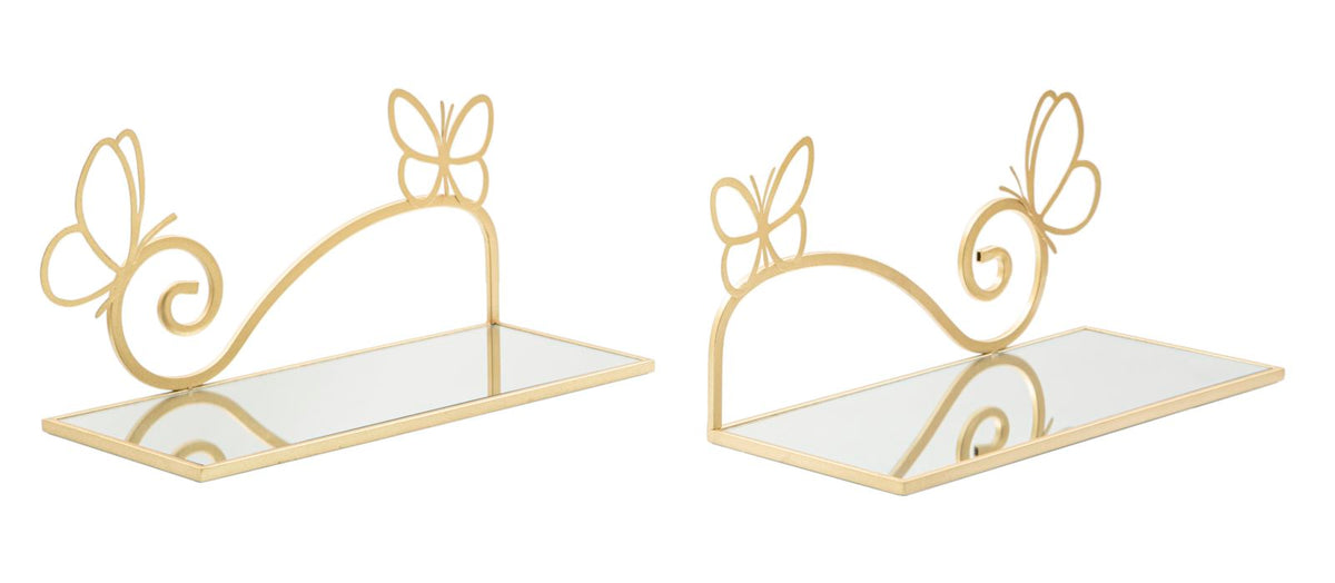 Mauro Ferretti Comodino Mensola Butterfly Coppia 41,5 x 18 x 21 cm