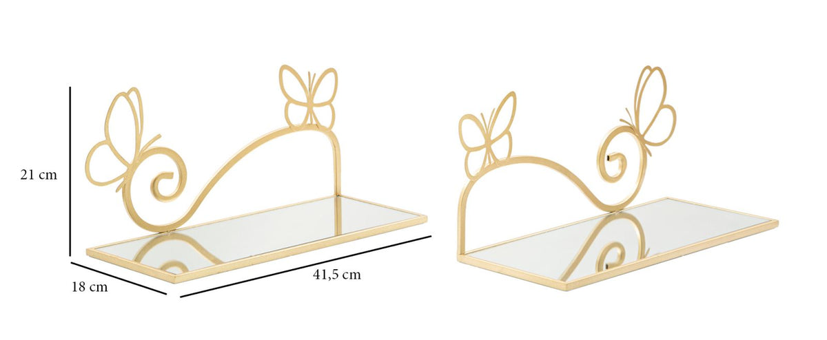 Mauro Ferretti Comodino Mensola Butterfly Coppia 41,5 x 18 x 21 cm