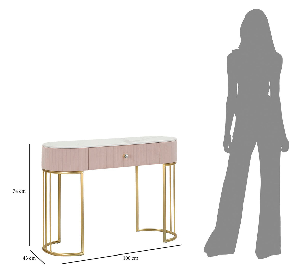 Mauro Ferretti Console Montpellier Rosa 100 x 43 x 74 cm