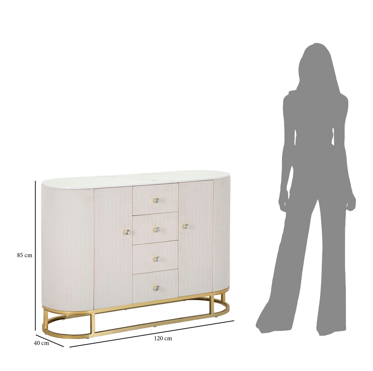 Mauro Ferretti Mobile Montpellier Crema 120 x 40 x 85 cm