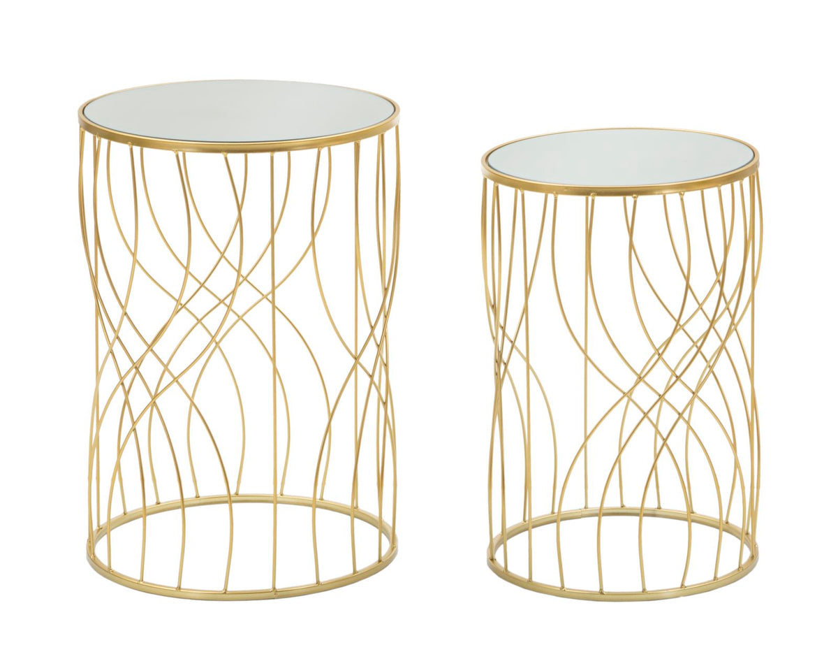 Mauro Ferretti Tavolinetti Ligne Coppia Ø 38 x 55-33 x 50 cm