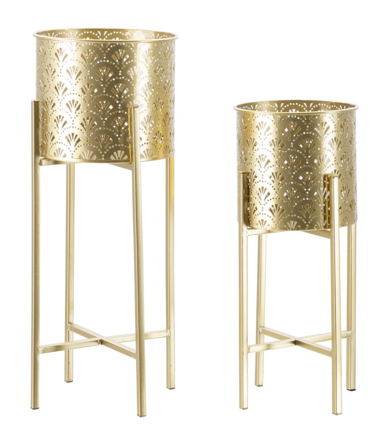 Mauro Ferretti Portavasi Golvy Stand Coppia -b- Ø 22 x 53-20 x 43 cm