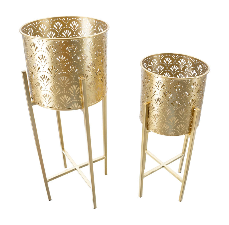 Mauro Ferretti Portavasi Golvy Stand Coppia -b- Ø 22 x 53-20 x 43 cm