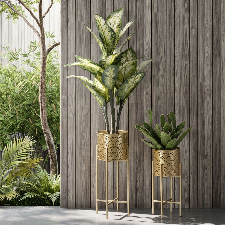 Mauro Ferretti Portavasi Golvy Stand Coppia -b- Ø 22 x 53-20 x 43 cm