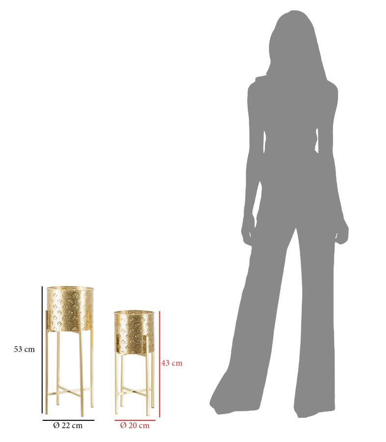 Mauro Ferretti Portavasi Golvy Stand Coppia -b- Ø 22 x 53-20 x 43 cm