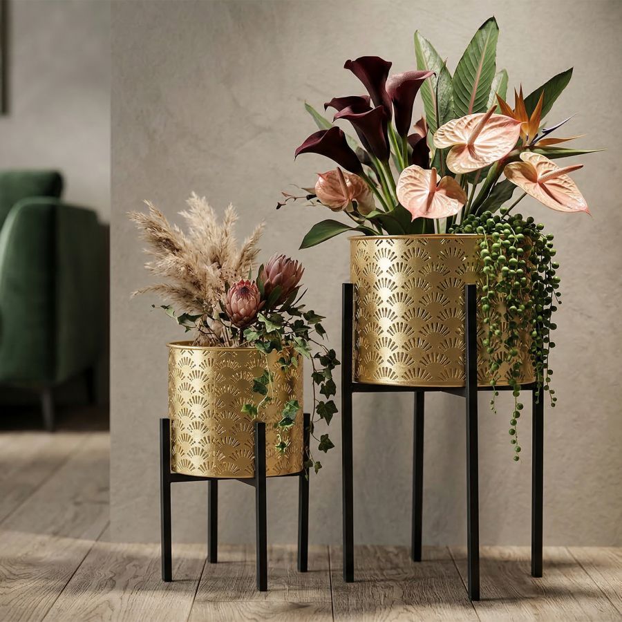 Mauro Ferretti Portavasi Glissy Stand Coppia -a- Ø 21 x 38-19 x 28 cm
