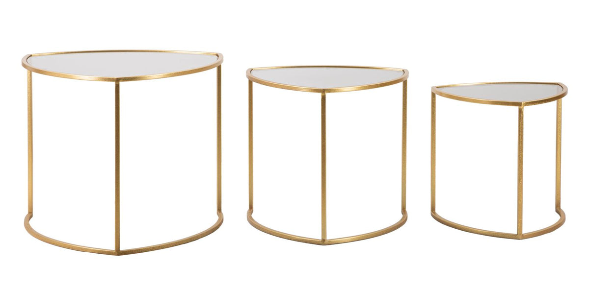 Mauro Ferretti Tavolinetti da Caffè Triangle Set 3 pz Ø 60 x 50-50 x 45-40 x 40 cm