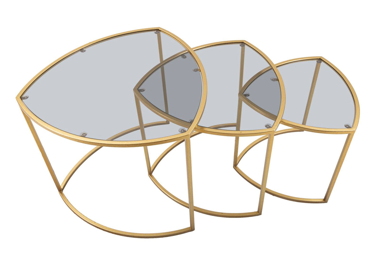 Mauro Ferretti Tavolinetti da Caffè Triangle Set 3 pz Ø 60 x 50-50 x 45-40 x 40 cm