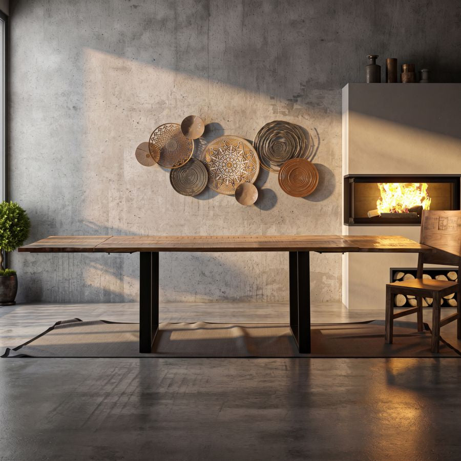 Mauro Ferretti Tavolo da Pranzo Edge All. 180 x 90 x 77-lunghezza Totale 280 cm (legno di Mango)