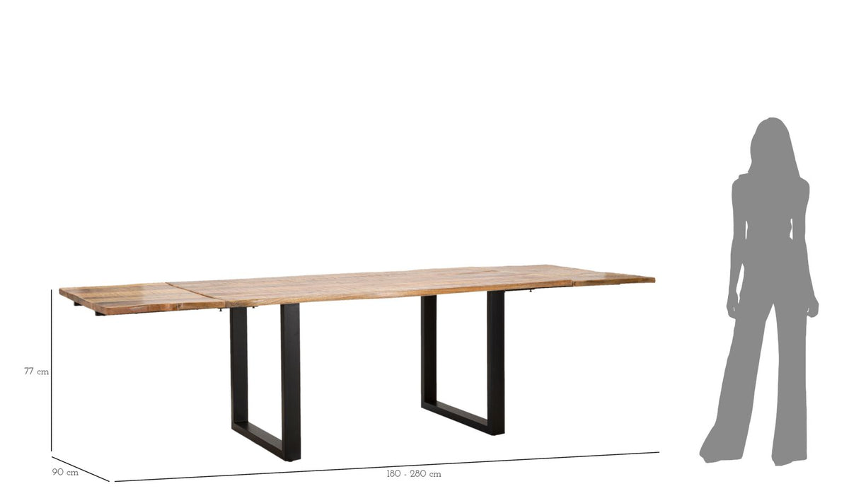 Mauro Ferretti Tavolo da Pranzo Edge All. 180 x 90 x 77-lunghezza Totale 280 cm (legno di Mango)