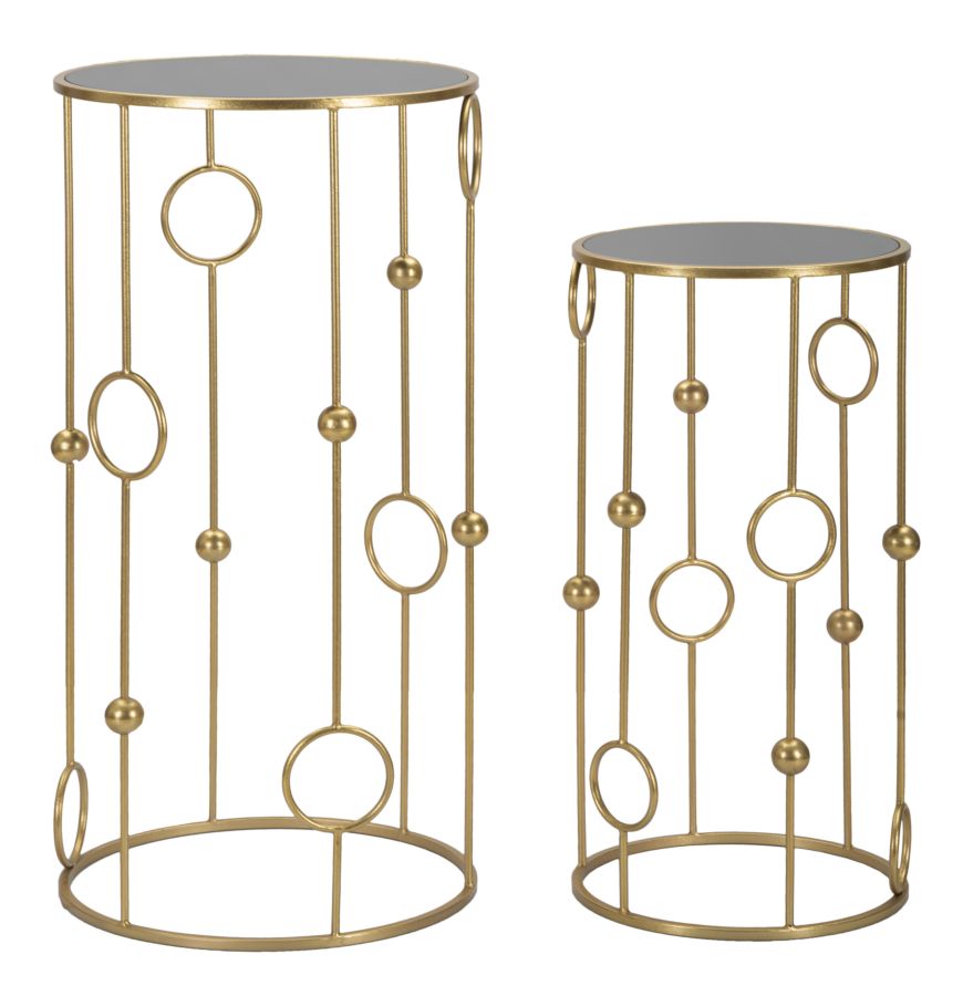 Mauro Ferretti Tavolinetto Cage Coppia Ø 50 x 100-40 x 80 cm