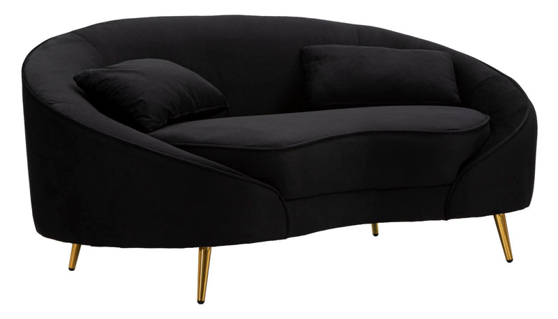 Mauro Ferretti Divanetto 2 Posti Oslo con Cuscini Nero 148 x 84 x 68 cm
