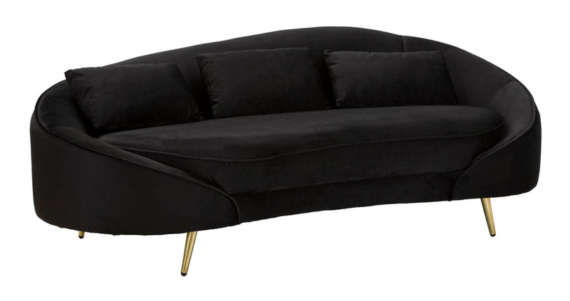 Mauro Ferretti Divano 3 Posti Oslo con Cuscini Nero 185 x 84 x 68 cm