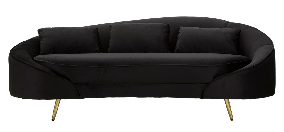Mauro Ferretti Divano 3 Posti Oslo con Cuscini Nero 185 x 84 x 68 cm