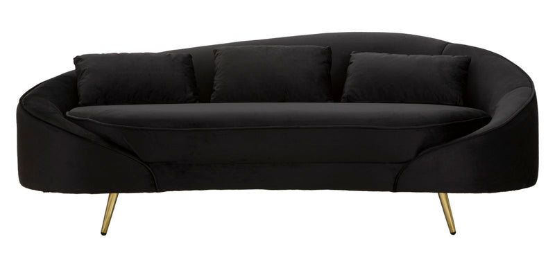 Mauro Ferretti Divano 3 Posti Oslo con Cuscini Nero 185 x 84 x 68 cm