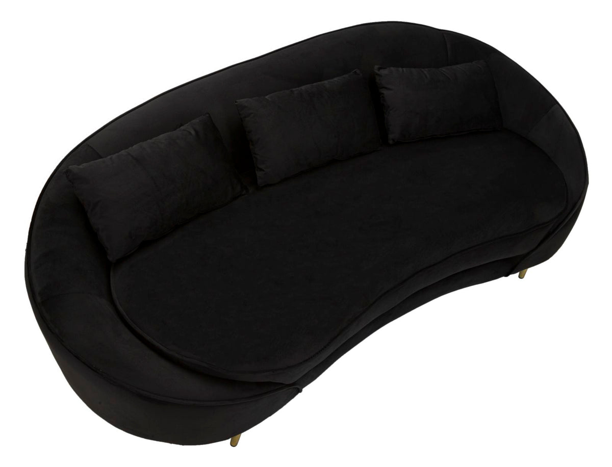 Mauro Ferretti Divano 3 Posti Oslo con Cuscini Nero 185 x 84 x 68 cm