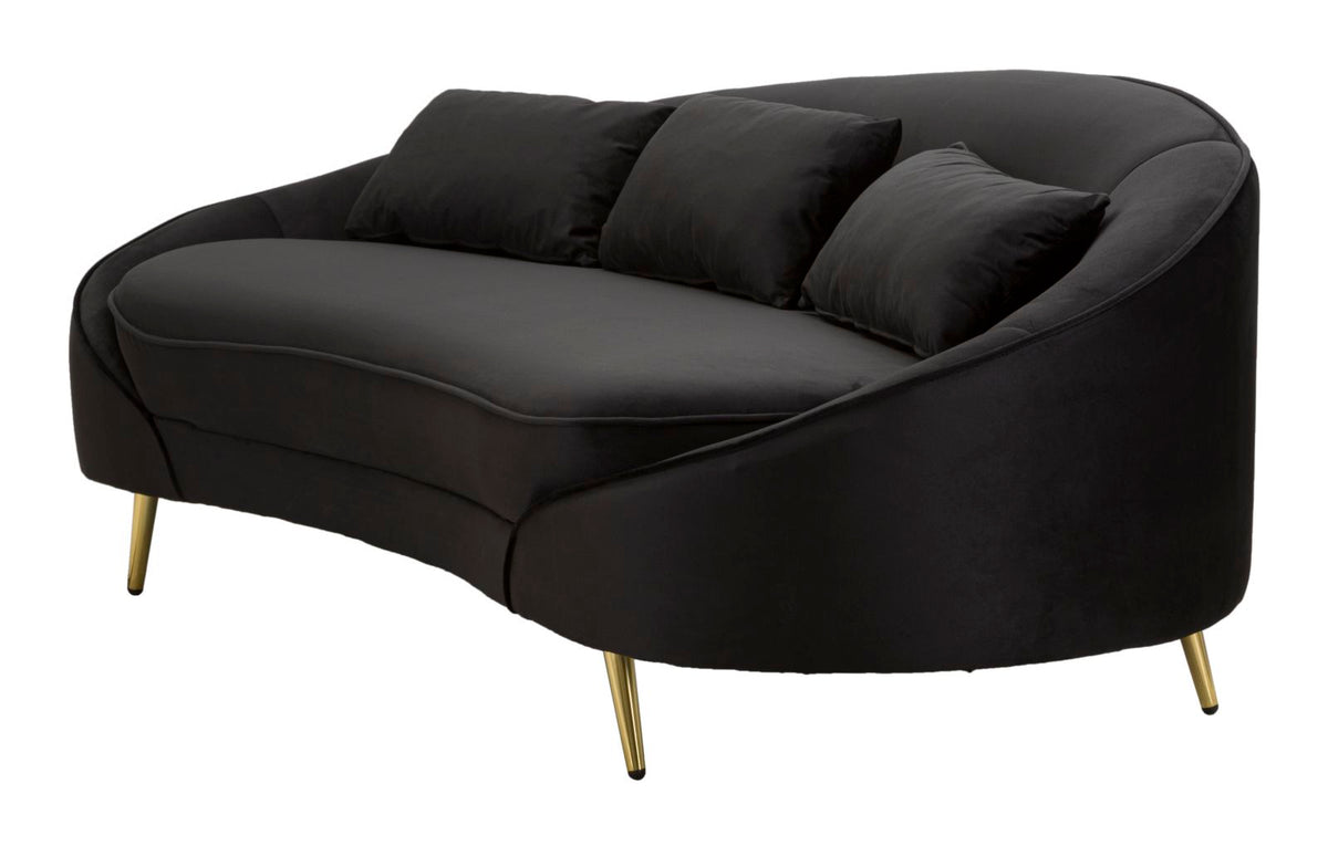 Mauro Ferretti Divano 3 Posti Oslo con Cuscini Nero 185 x 84 x 68 cm