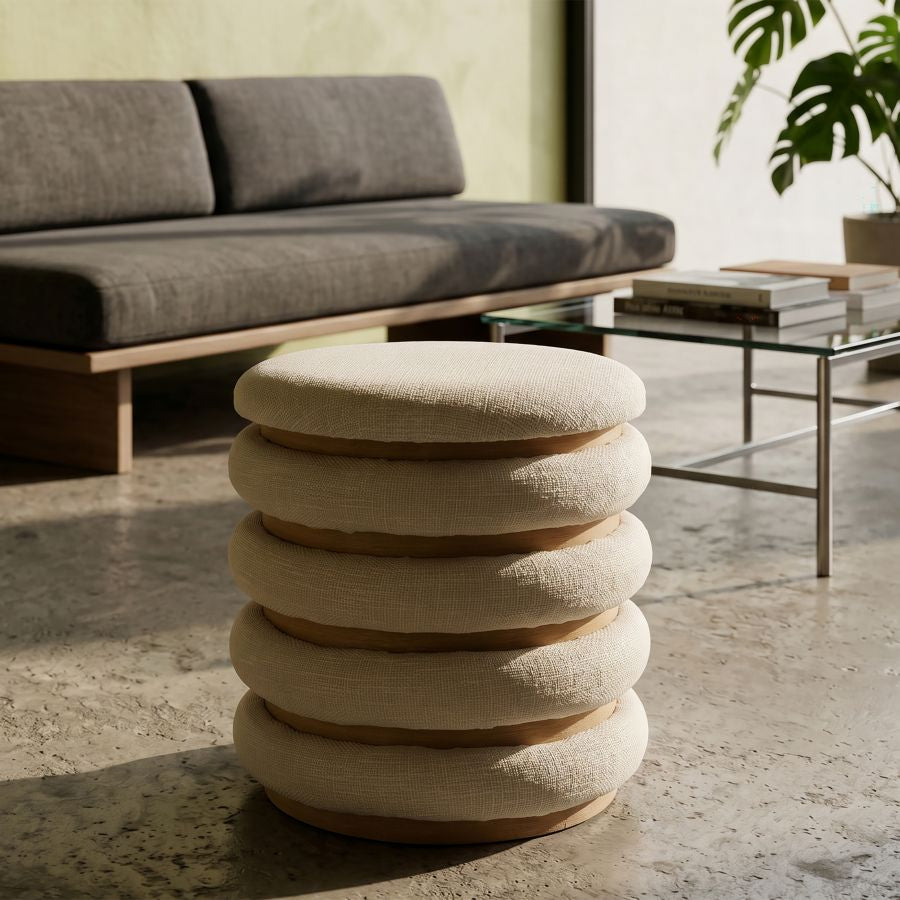 Mauro Ferretti Pouf Damasco Line Ø 40 x 42 cm
