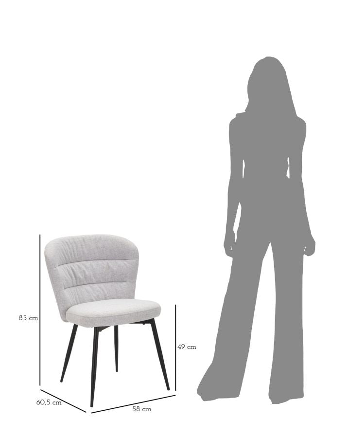 Mauro Ferretti Sedia Losanna Grigia Set 2 pz 58 x 60,5 x 85 cm