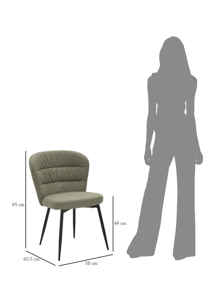 Mauro Ferretti Sedia Losanna Verde Set 2 pz 58 x 60,5 x 85 cm