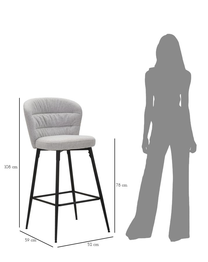 Mauro Ferretti Sgabello Bar Losanna Grigio Set 2 pz 52 x 59 x 108 cm