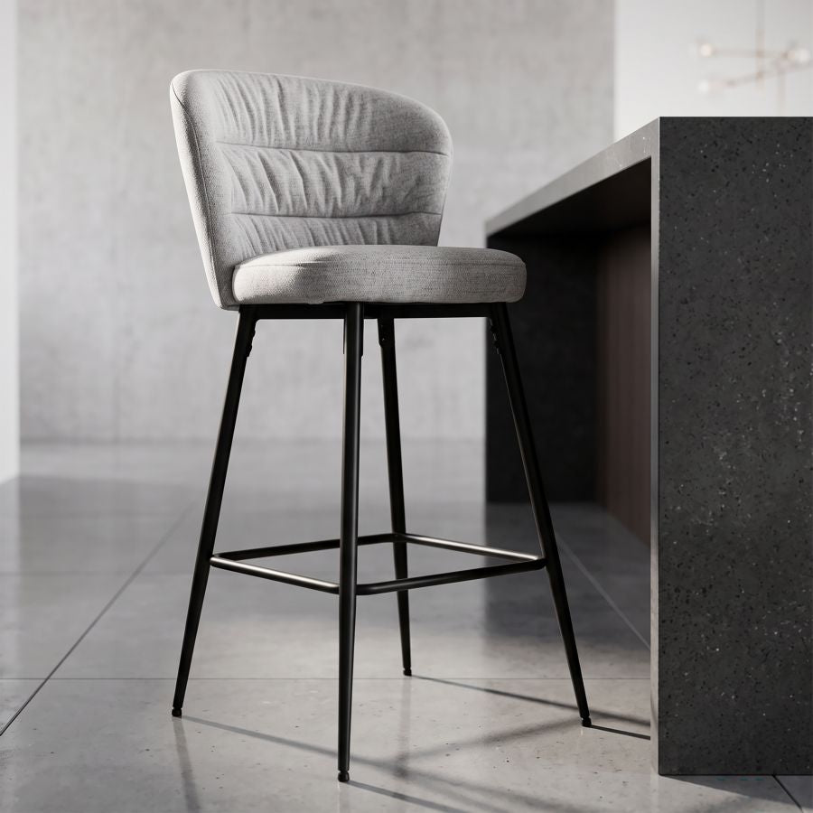 Mauro Ferretti Sgabello Bar Losanna Grigio Set 2 pz 52 x 59 x 108 cm