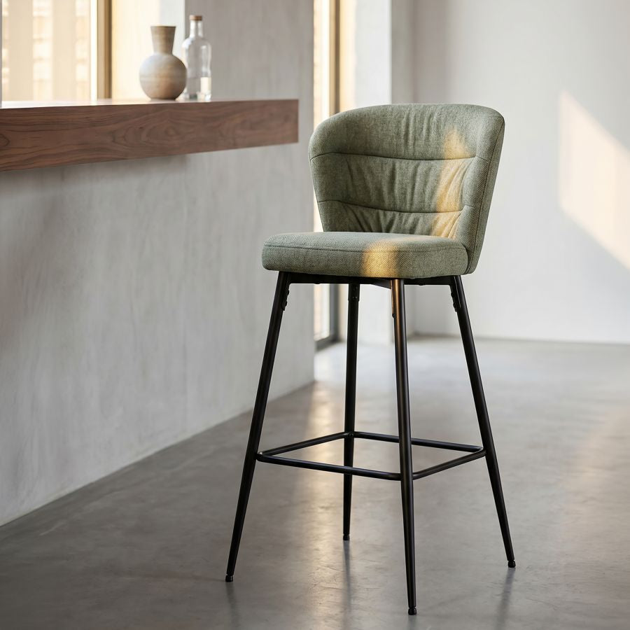 Mauro Ferretti Sgabello Bar Losanna Verde Set 2 pz 52 x 59 x 108 cm