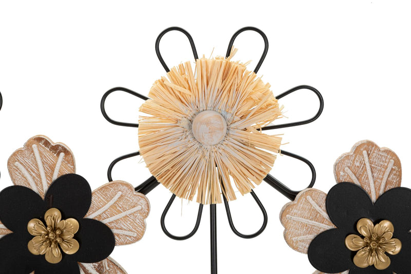 Mauro Ferretti Appendiabiti Ferro, Legno Raffia 61 x 5,5 x 30,5 cm