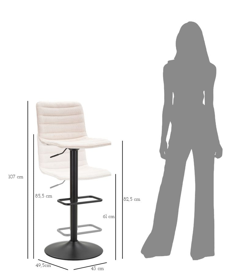 Mauro Ferretti Sgabello Bar High Bianco 43 x 49,5 x 85,5-107 cm (seduta 61-82,5) Set 2 pz