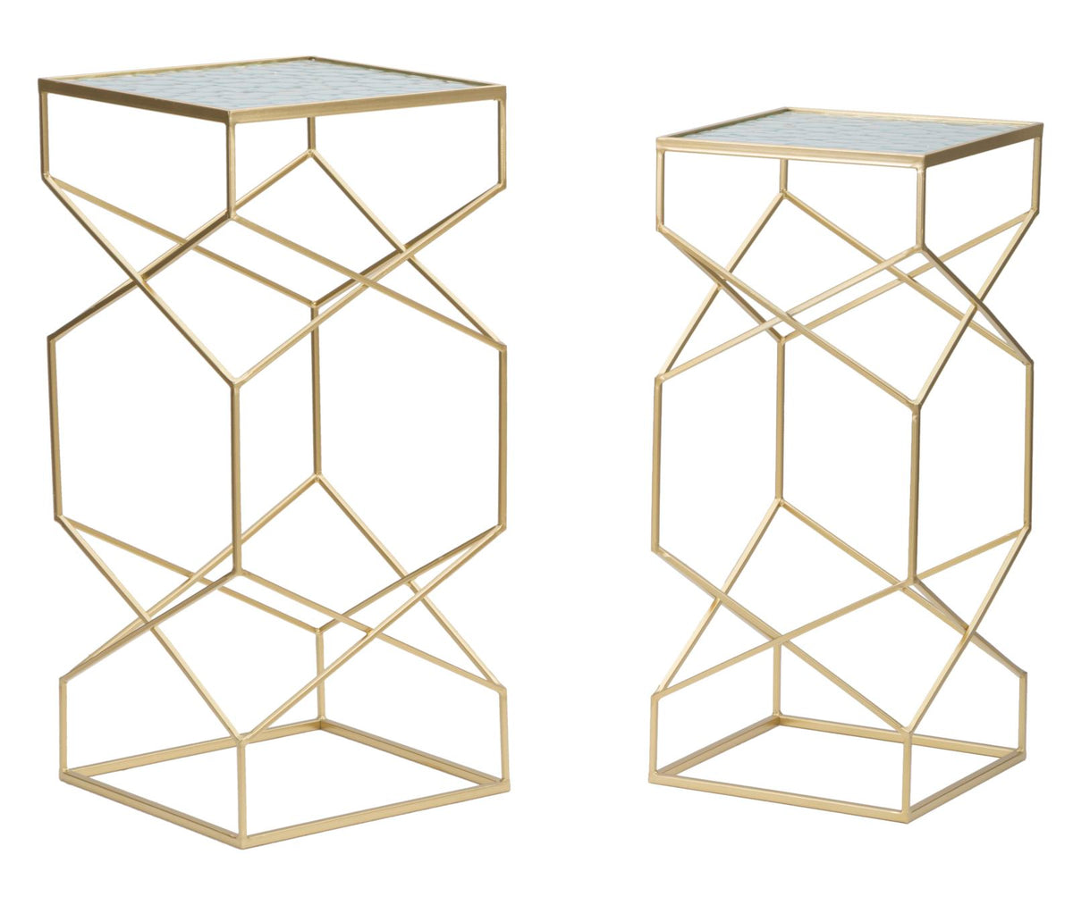Mauro Ferretti Tavolinetti Glassy Coppia 31,5 x 31,5 x 68-28 x 28 x 64 cm