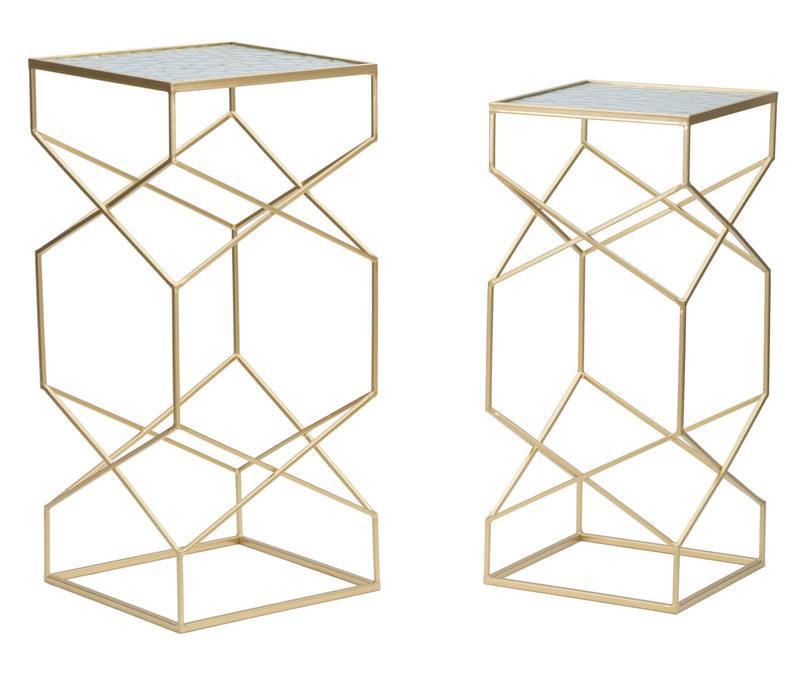 Mauro Ferretti Tavolinetti Glassy Coppia 31,5 x 31,5 x 68-28 x 28 x 64 cm