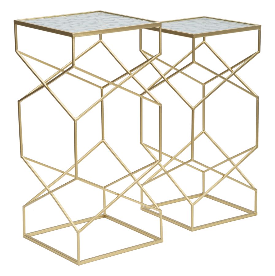 Mauro Ferretti Tavolinetti Glassy Coppia 31,5 x 31,5 x 68-28 x 28 x 64 cm