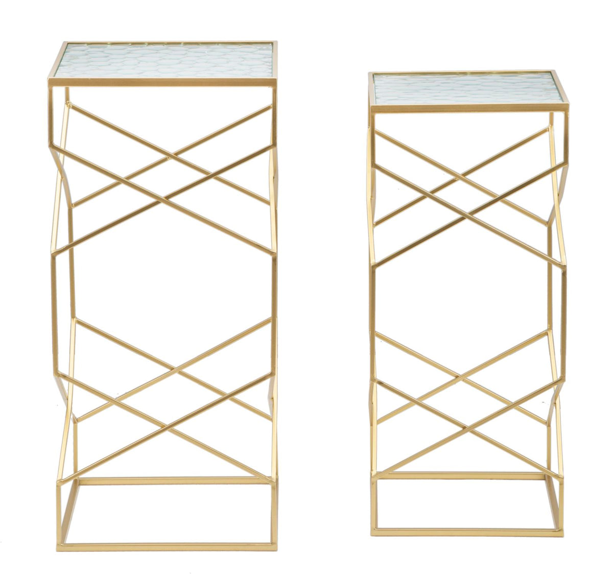 Mauro Ferretti Tavolinetti Glassy Coppia 31,5 x 31,5 x 68-28 x 28 x 64 cm