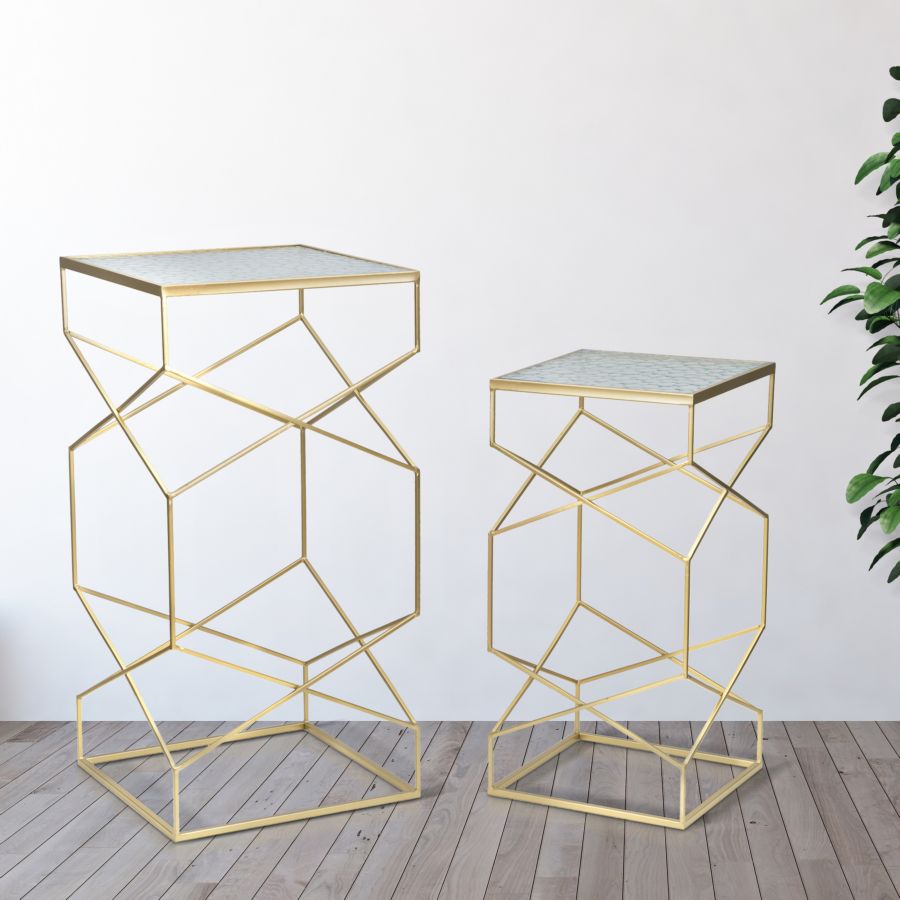 Mauro Ferretti Portatelefono Glassy Coppia 50 x 50 x 100-40 x 40 x 80 cm