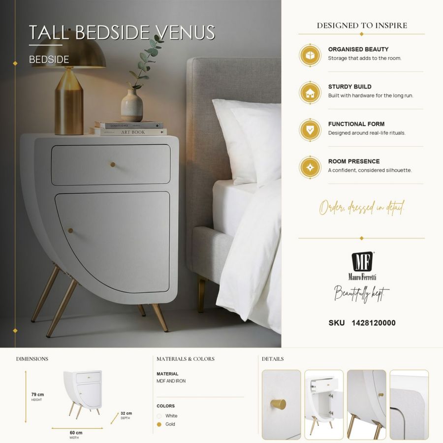 Comodino alto venus cm 60x32x79