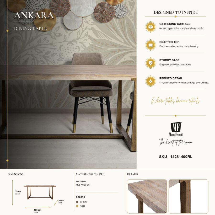 Tavolo ankara cm 180x90x78