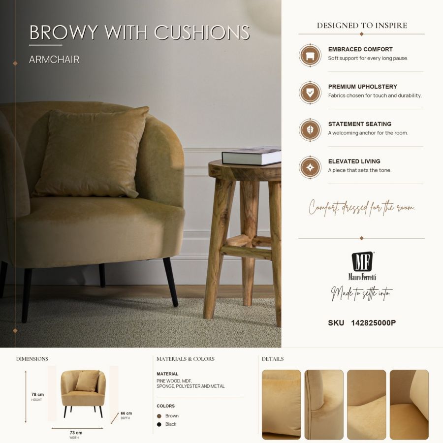 Poltrona browy c/cuscino cm 73x66x78