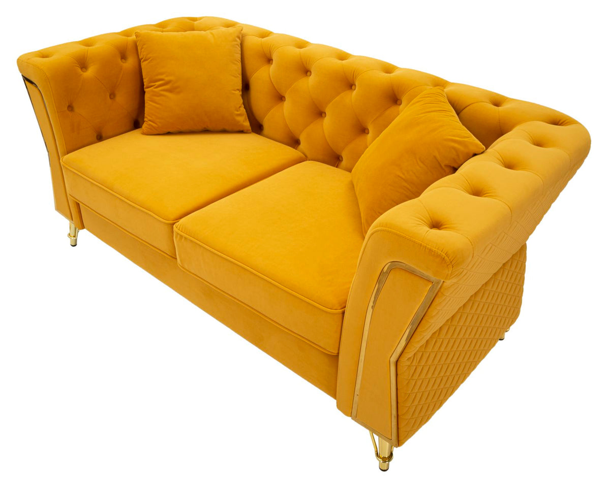 Divano emy senape c/cuscini cm 162x83x76